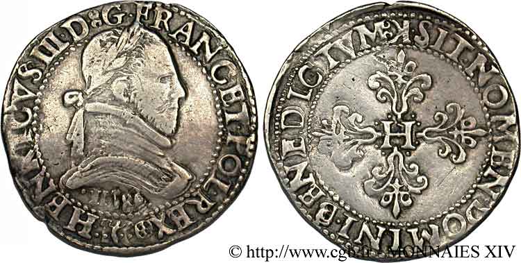 HENRI III Franc au col plat 1586 (?) Bordeaux TB+/TTB