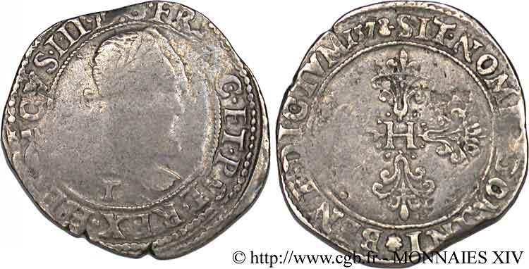 HENRY III Franc au col plat 1578 Nantes q.MB