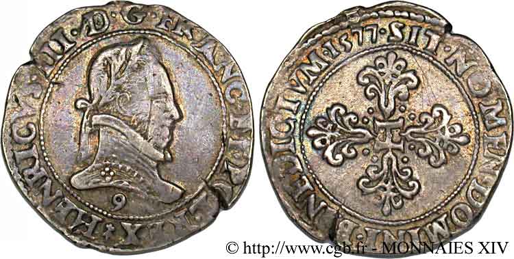 HENRY III Franc au col plat 1577 Rennes MBC