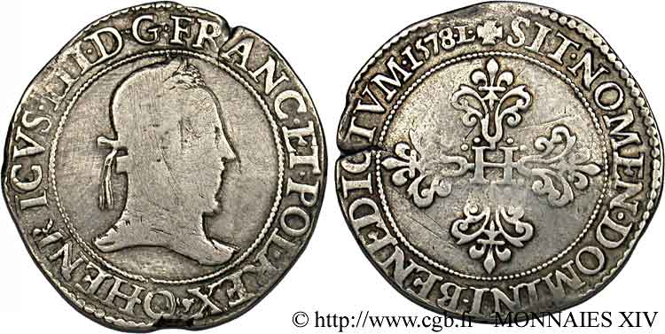 HENRY III Franc au col plat 1578 Riom q.BB