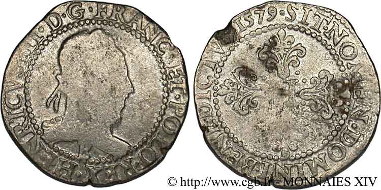 HENRY III Franc au col plat 1579 Rouen S