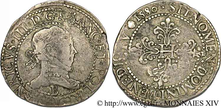 HENRY III Franc au col plat 1580 Rouen fSS