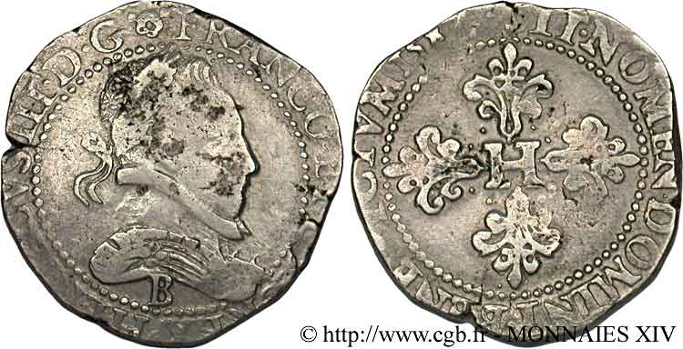 HENRY III Franc au col plat 1584 Rouen S