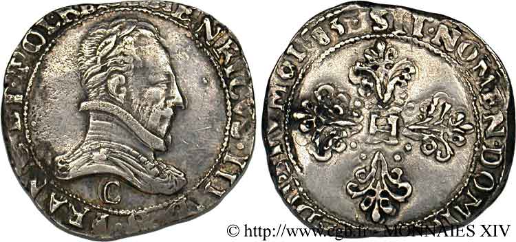 HENRY III Franc au col plat 1583 Saint-Lô BB