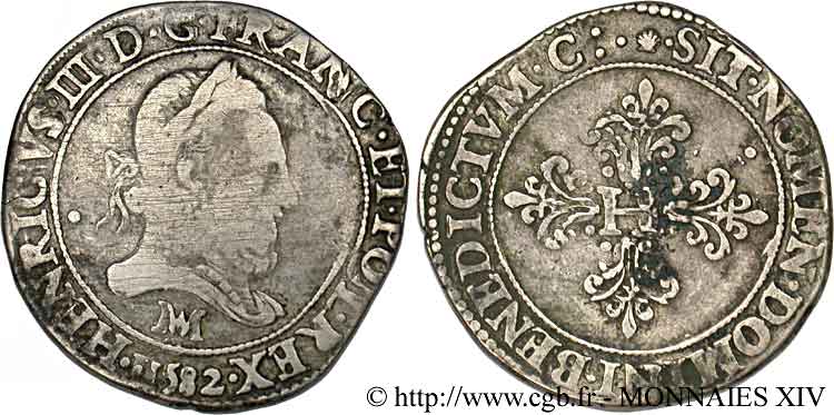 HENRY III Franc au col fraisé 1582 Toulouse q.BB
