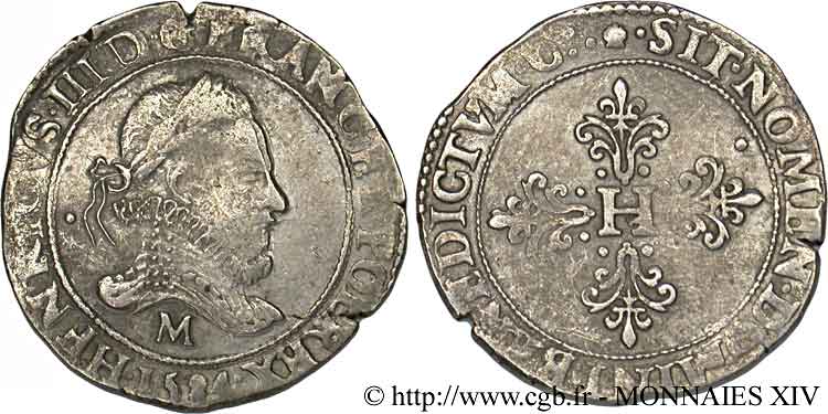 HENRY III Franc au col fraisé 1584 Toulouse SS