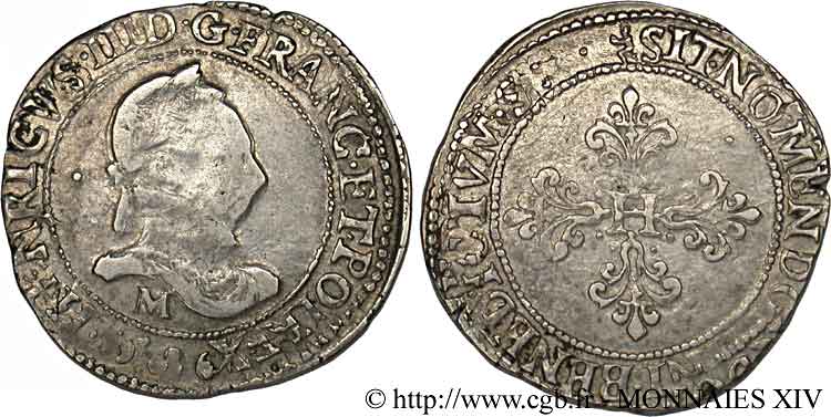 HENRY III Franc au col fraisé 1586 Toulouse BB
