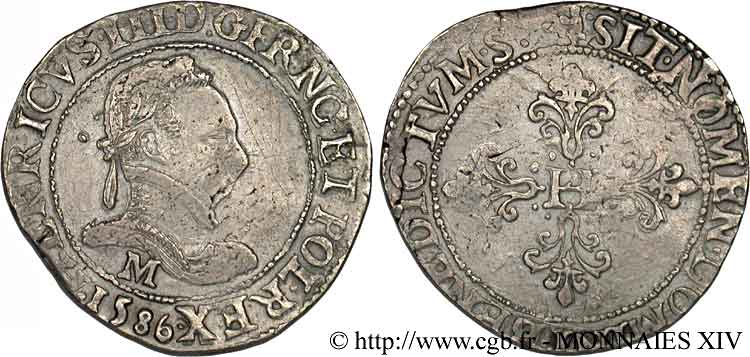 HENRY III Franc au col fraisé 1586 Toulouse VF