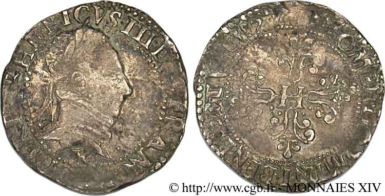 HENRY III Demi-franc au col plat 1587 Amiens fSS