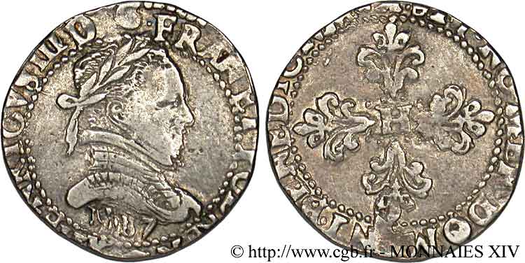 HENRY III Demi-franc au col plat 1587 Bordeaux S