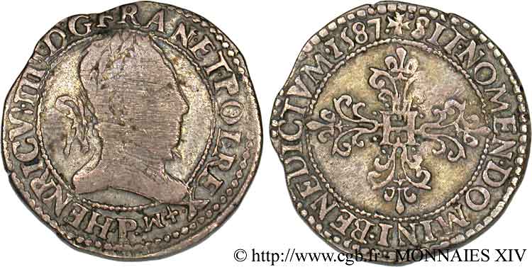 HENRI III Demi-franc au col plat 1587 Dijon TB+