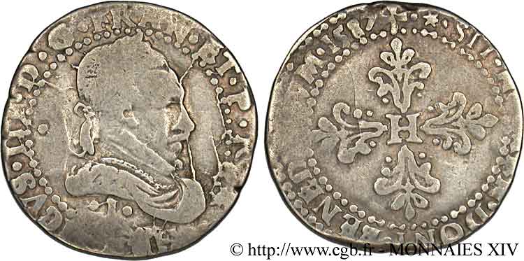 HENRI III Demi-franc au col plat 1587 Limoges TB
