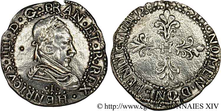 HENRY III Demi-franc au col plat, faux 1587 Limoges BB