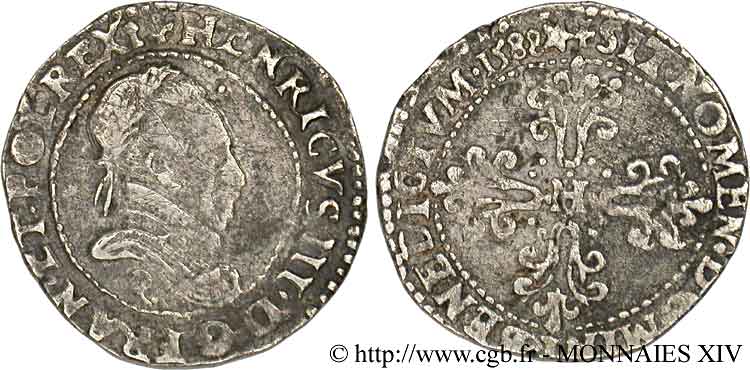 HENRI III Demi-franc au col plat 1588 Narbonne TB+