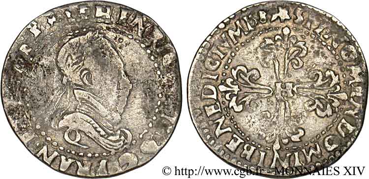 HENRI III Demi-franc au col plat 1589 Narbonne TB+/TTB