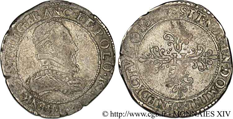 HENRY III Demi-franc au col plat 1577 Rouen VF