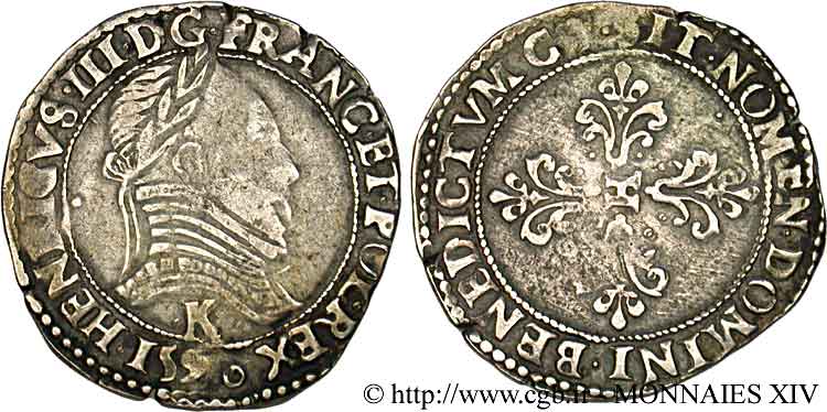 THE LEAGUE. COINAGE IN THE NAME OF HENRY III Demi-franc au col plat 1590 Saint-Lizier XF