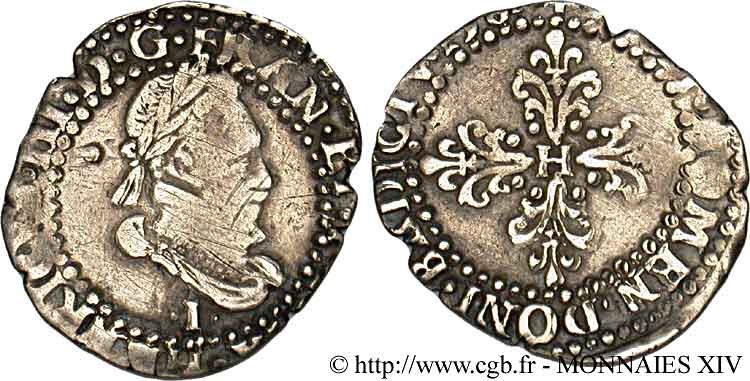 HENRI III Quart de franc au col plat 158[?] Limoges TB+