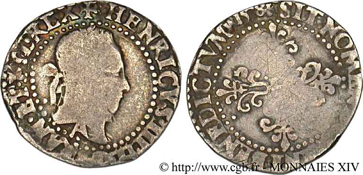 HENRI III Quart de franc au col plat 1578 Paris TB