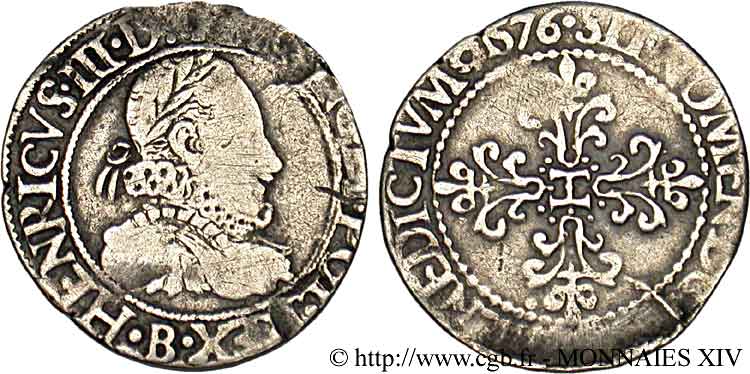 HENRY III Quart de franc au col fraisé 1576 Rouen BC+