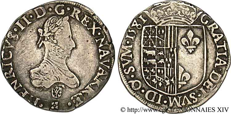 KINGDOM OF NAVARRE - HENRY III Franc fSS/SS