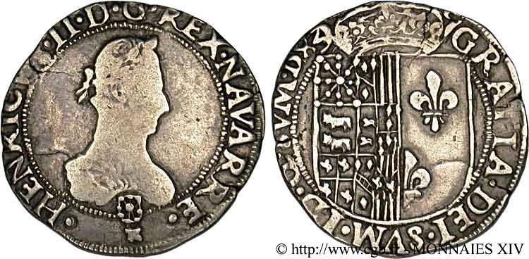 KINGDOM OF NAVARRE - HENRY III Franc VF/XF