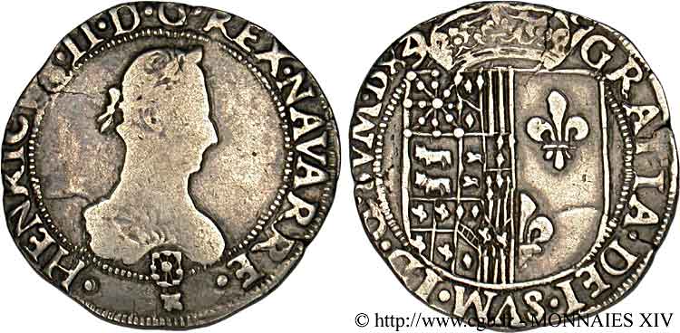 NAVARRE - KINGDOM OF NAVARRE - HENRY III Franc VF/XF