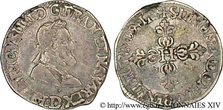 HENRY IV Quart de franc, type de Lyon 1594 Lyon BC+/MBC