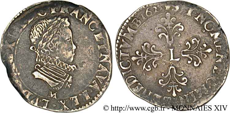 LOUIS XIII LE JUSTE Demi-franc au buste enfantin et fraisé 1625 Toulouse TTB