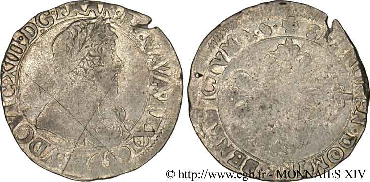 LOUIS XIII  Demi-franc, 13e type 1639 Aix-en-Provence BC