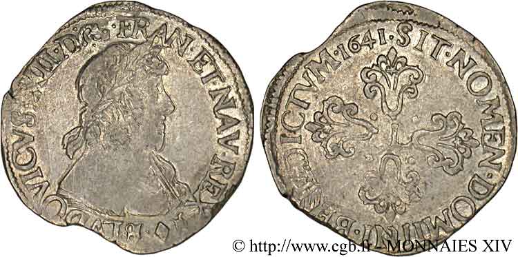 LOUIS XIII  Demi-franc, 13e type 1641 Aix-en-Provence XF