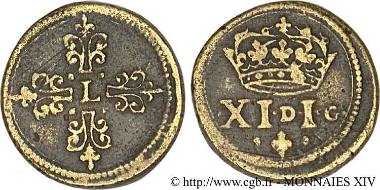 LOUIS XIII  Poids monétaire pour le franc de forme circulaire, tranche bombée n.d.  BC+