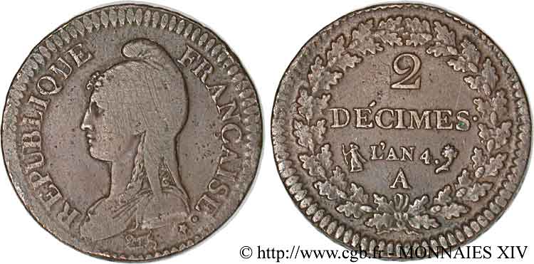 2 décimes Dupré 1796 Paris F.145/1 S 