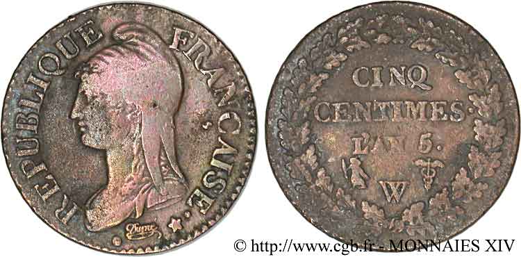 Cinq centimes Dupré, grand module 1797 Lille F.115/31 BB 