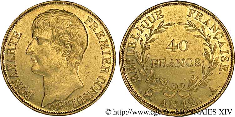 40 francs Bonaparte premier Consul  1804 Paris F.536/3 BB 