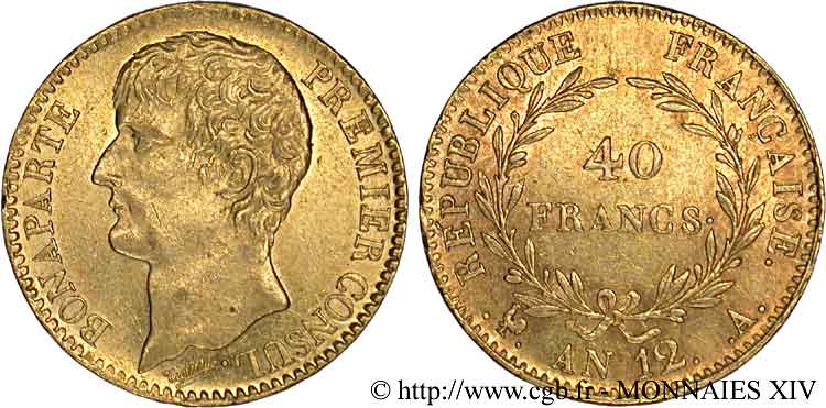 40 francs Bonaparte premier Consul  1804 Paris F.536/6 SUP 