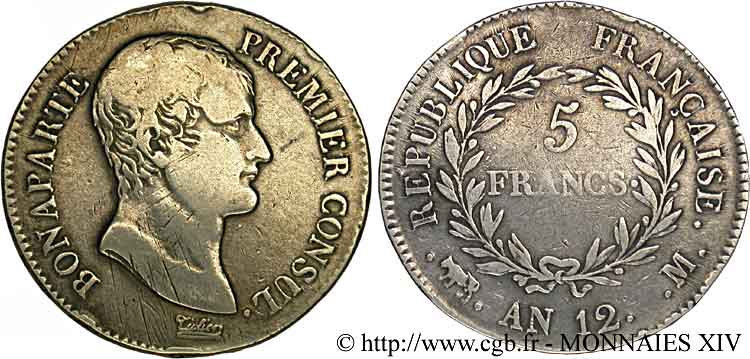 5 francs Bonaparte Premier Consul 1804 Toulouse F.301/20 VF 