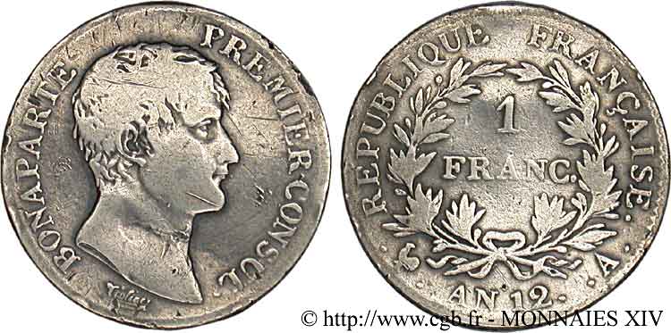 1 franc Bonaparte Premier Consul 1804 Paris F.200/8 MB 