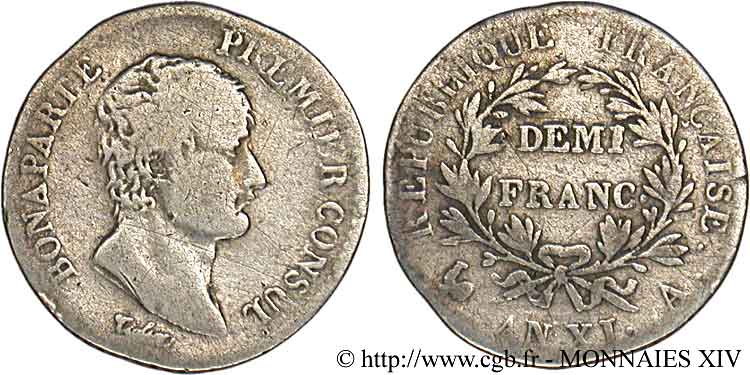 Demi-franc Bonaparte premier Consul 1803 Paris F.173/1 BC 