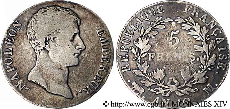 5 francs Napoléon empereur, type intermédiaire 1804 Toulouse F.302/8 VF 