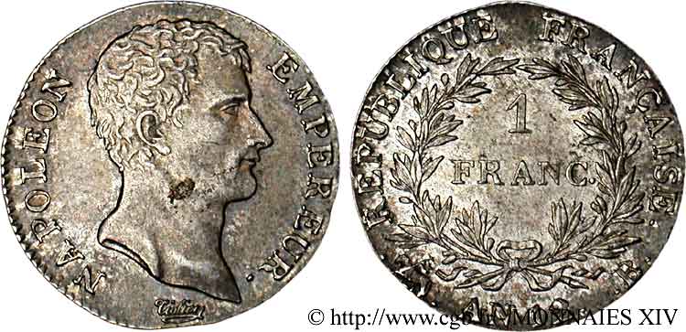 1 franc Napoléon empereur, calendrier révolutionnaire 1804 Rouen F.201/2 fST 