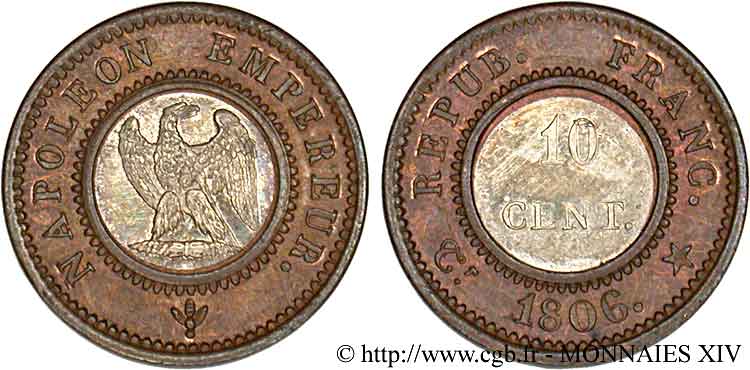 Essai bimétallique de 10 centimes  1806  VG.1503  EBC 
