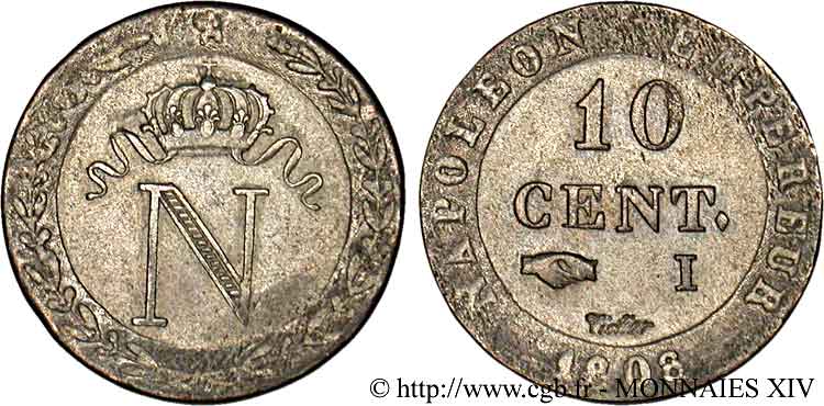 10 cent. à l N couronnée 1808 Limoges F.130/6 VZ 