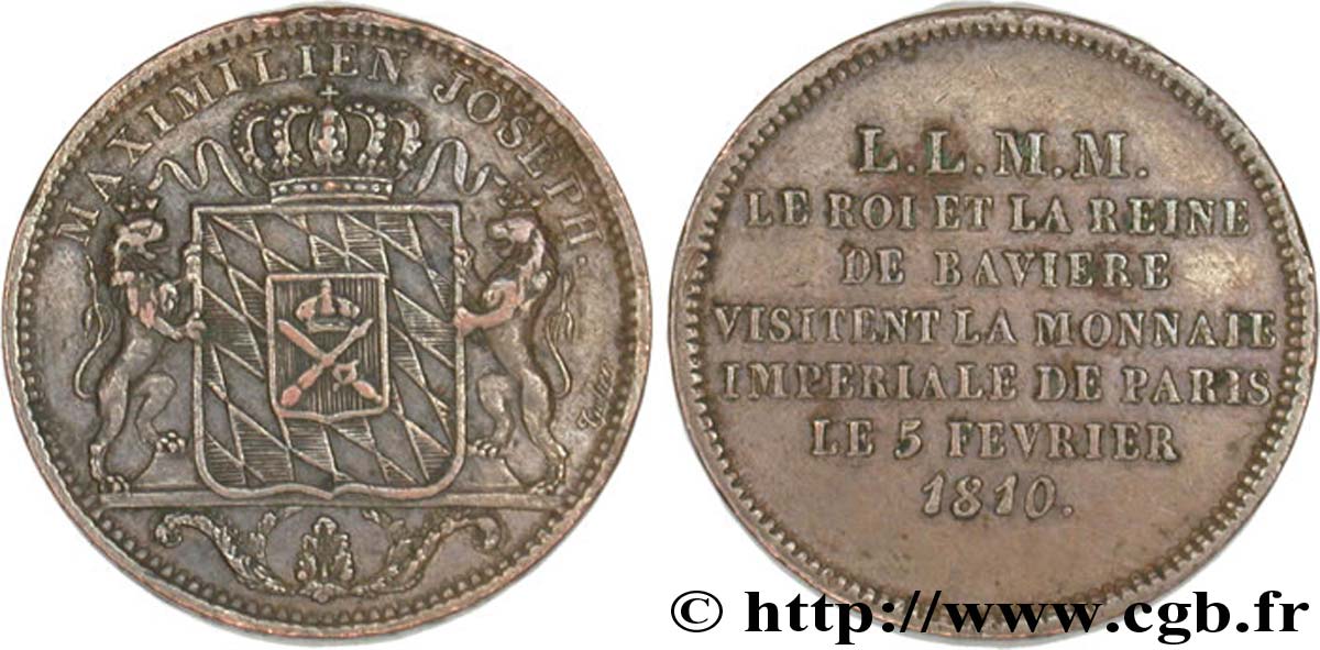 Monnaie de visite au module de 2 francs pour Maximilien I Joseph de Bavière  1810  VG.2288  BB 