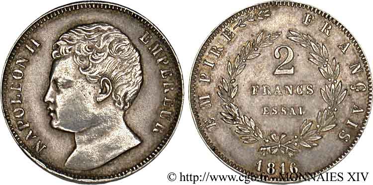 2 francs, essai en argent 1816  VG.2404  VZ 
