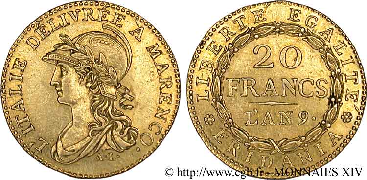 20 francs Marengo 1801 Turin VG.842  EBC 