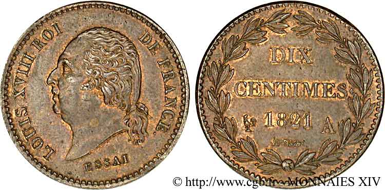 Essai de 10 centimes 1821 Paris VG.2533  SUP 