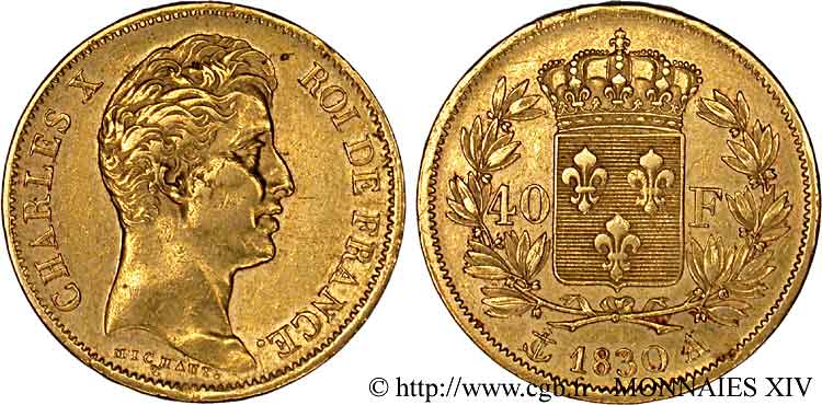40 francs or Charles X, 2e type 1830 Paris F.544/5 TTB 