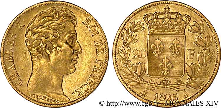 20 francs Charles X 1825 Paris F.520/1 XF 