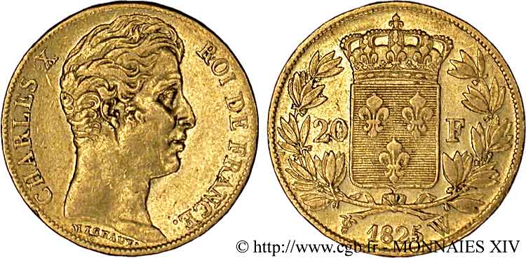 20 francs Charles X 1825 Lille F.520/2 XF 